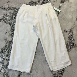 Calvin‎ Klein Pants Womens Size XL White Wide Leg Pleated Trouser High Rise